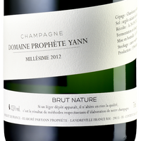 Champagne Domaine Prophète Yann, Millésime 2012, brut nature