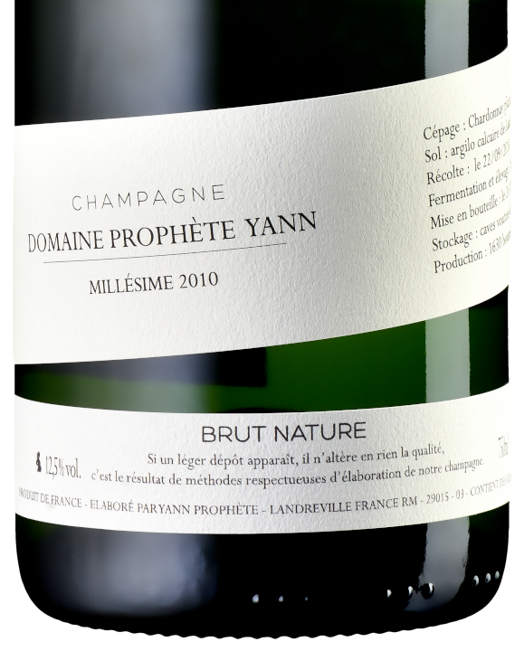 Champagne Domaine Prophète Yann, Millésime 2010, brut nature