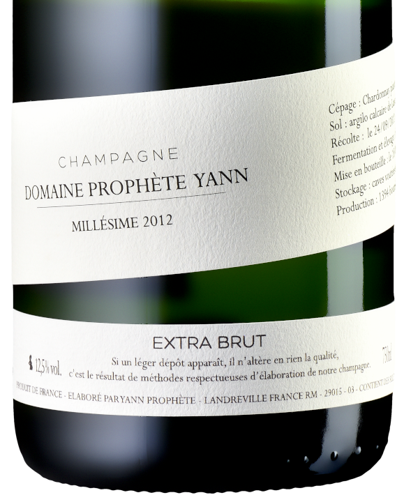 Champagne Domaine Prophète Yann, Millésime 2012, extra brut